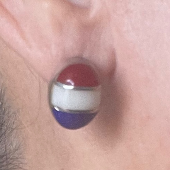Red white blue sterling silver earrings - Picture 4 of 4